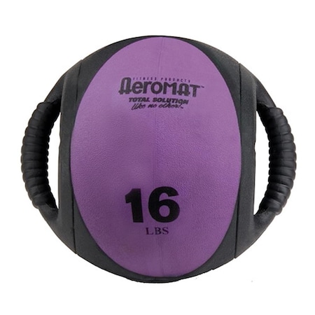 Aeromax Dual Grip Power Med Ball 9 in. Dia. 16 LB Black- Purple AE12832